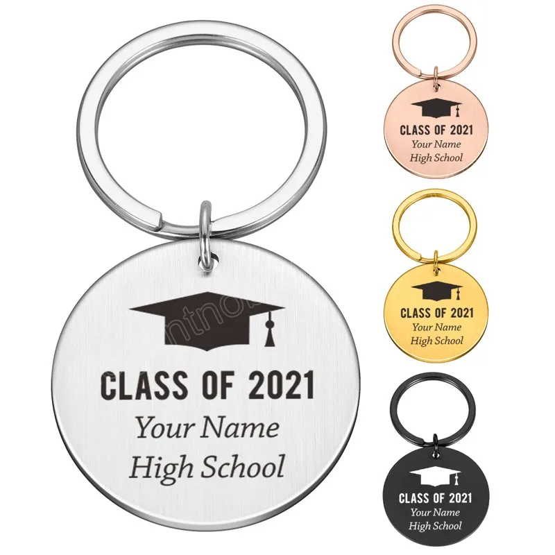 Класс подарков на выпускной в 2022 г. Оригинальный бревень Бесплатный гравюр персонализированный подарок для студента средней школы в колледже Master Key Ring