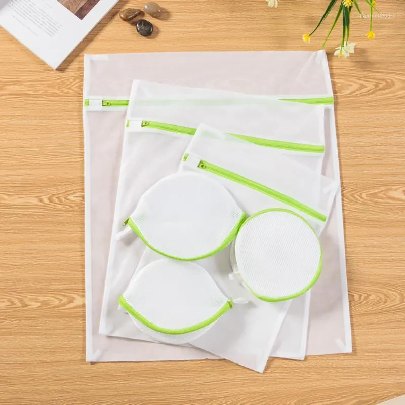 Laundry Bags 6 Sizes Green Mesh Bag Polyester Wash Basket For Washing Machines Bra