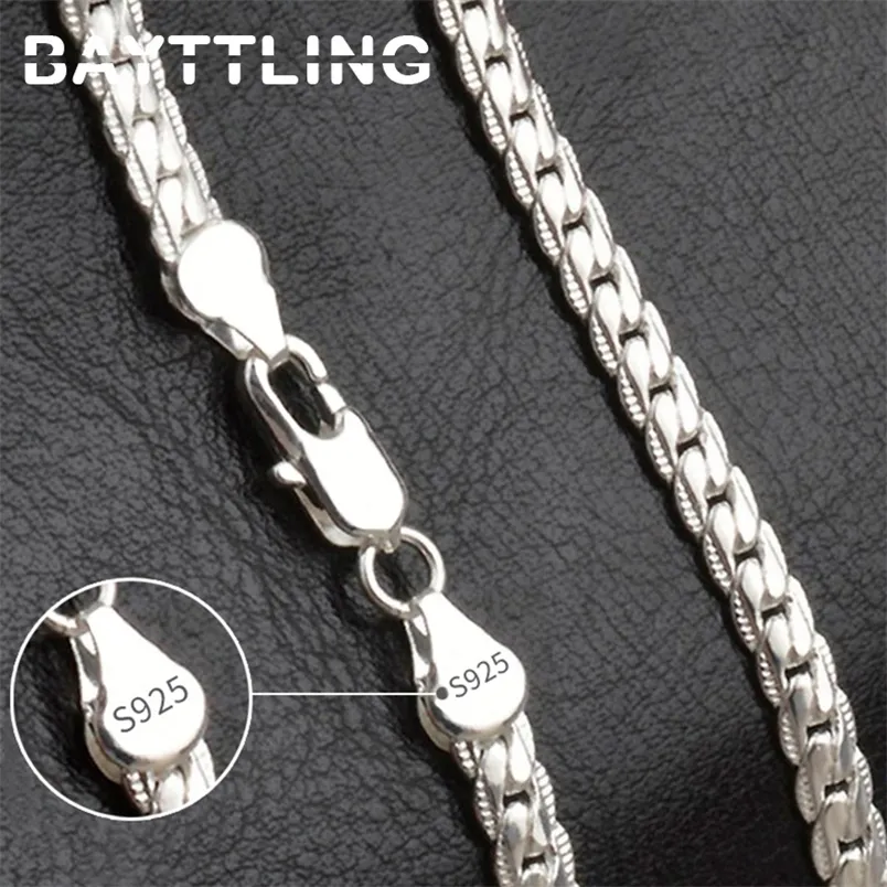 BAYTTLING S925 Sterling Silver GoldSilver 8182024 Inch Side Chain Necklace For Women Men Fashion Jewelry Gifts 220727
