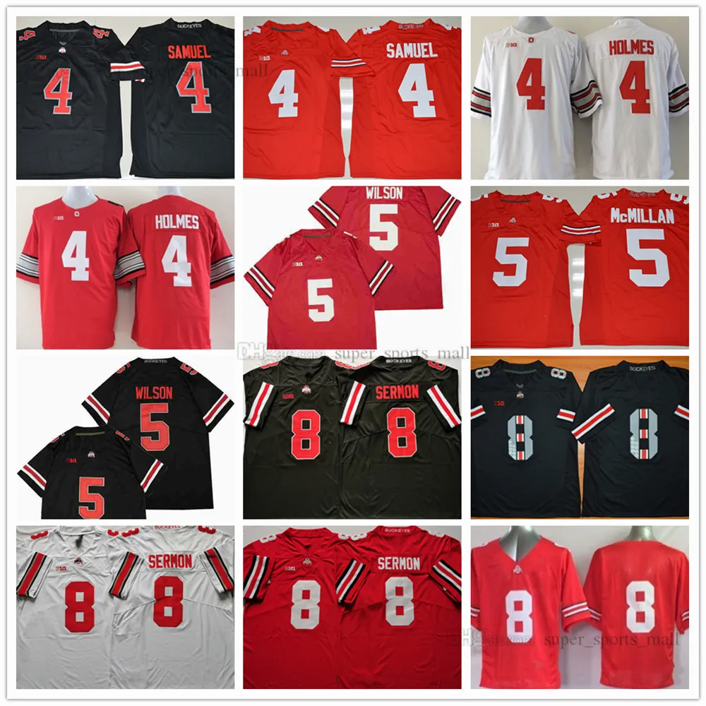 NCAA Ohio State Buckeyes College Football Jersey 4 Santonio Holmes 5 Garrett Wilson 8 Trey Misser 9 Binjimen Victor 12 Cardale Jones Hoge Kwaliteit Gestikt rood