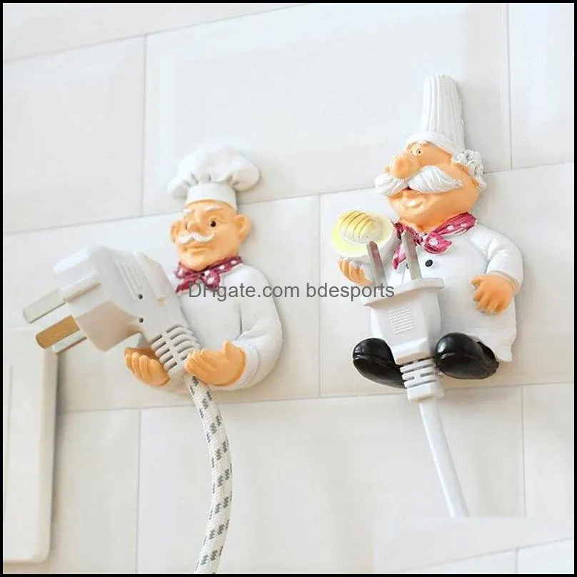 Other Kitchen Tools Kitchen Dining Bar Home Garden Cartoon Cook Chef Outlet Plug Holder Cord Storage Rack Decorative Wall Shelf Key Shees