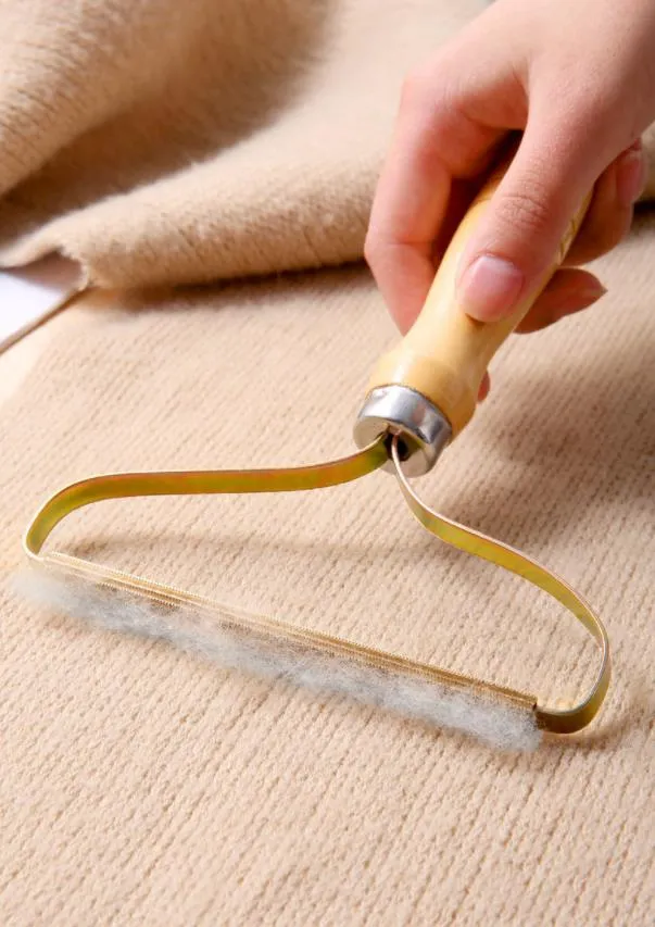 Rasoir Anti-Peluches Manuel - En Cuivre Et Bois - Pour Vêtements, Tapis, Canapé - Réutilisable, Sans Pile