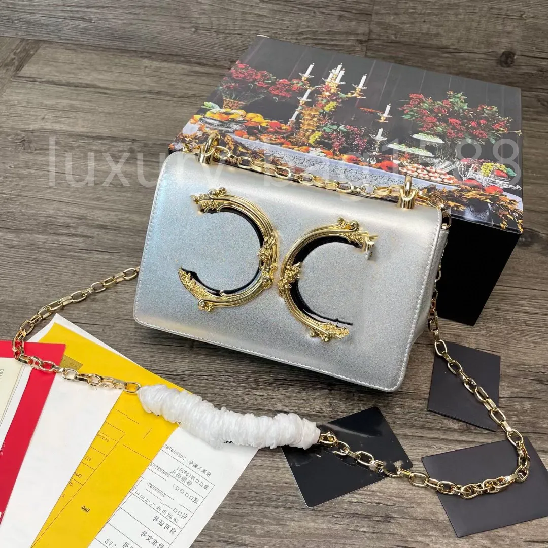 5A+ Bolsa Feminina Slant Designer de Alta Qualidade Luxo Mini Bolsa de Ombro com Corrente de Ouro Preto Clássico Clutch Clutch michafl_kops