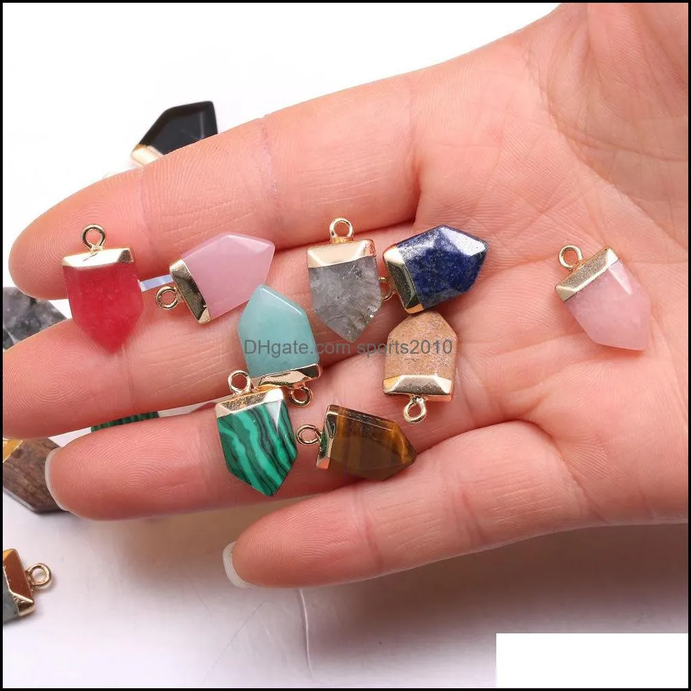 natural arrowhead cone semi-precious stone charms rose quartz healing reiki crystal pendant diy necklace earrings women fashion jewelry sports2010