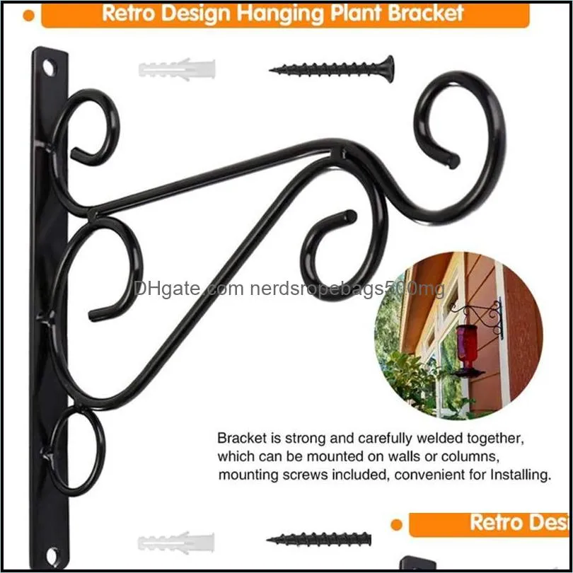 Other Home Decor 2X Heavy Duty Metal Hanging Basket Brackets Garden Plant Hanger Hook Wall