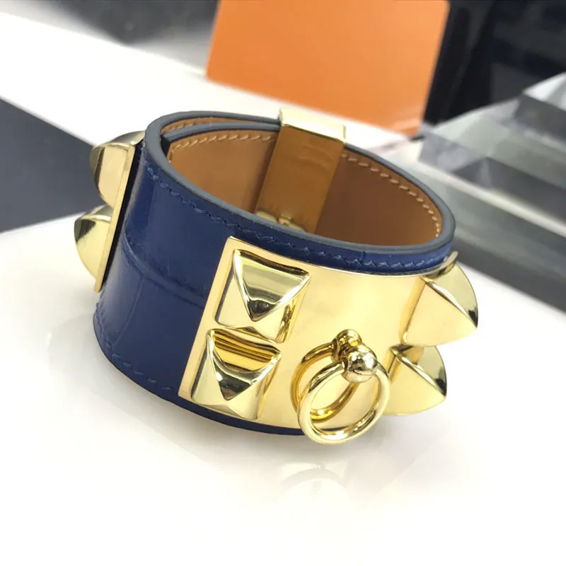 Bracelet En Vrai Cuir De Crocodile - Noir, Unisexe, Occasion, Style Semi-Rigide