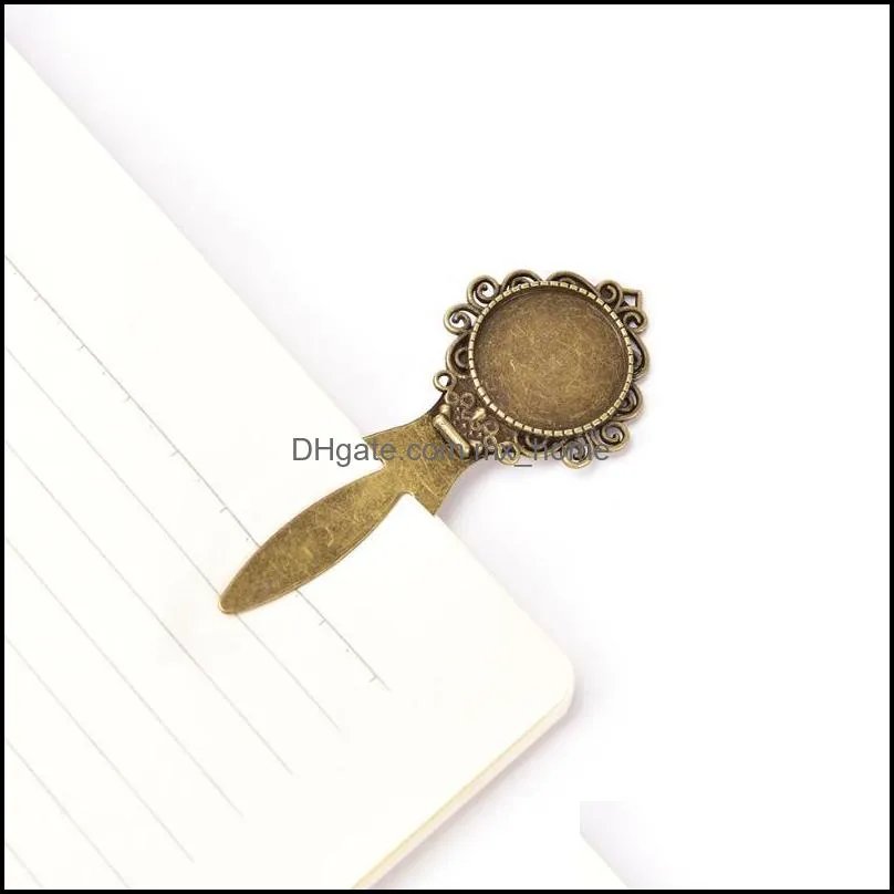 1pc 20mm round cabochon antique bronze plated bookmark tray settings supplies for jewelry