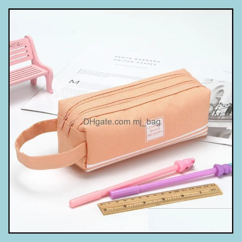 portable double layer pencil case with big capacity stationery organizer storage pencil pouch pae11245