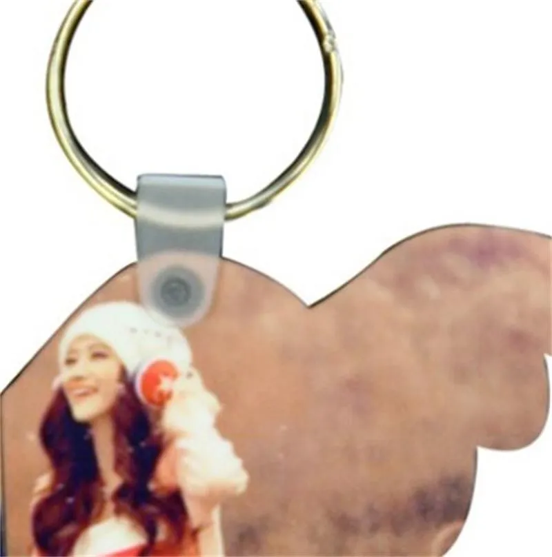 Metal Key Buckle Sublimation Blank Cute DIY Pattern Chain MDF Love Heart Wing Shape Knapsack Ring Gift 3 4ex L2