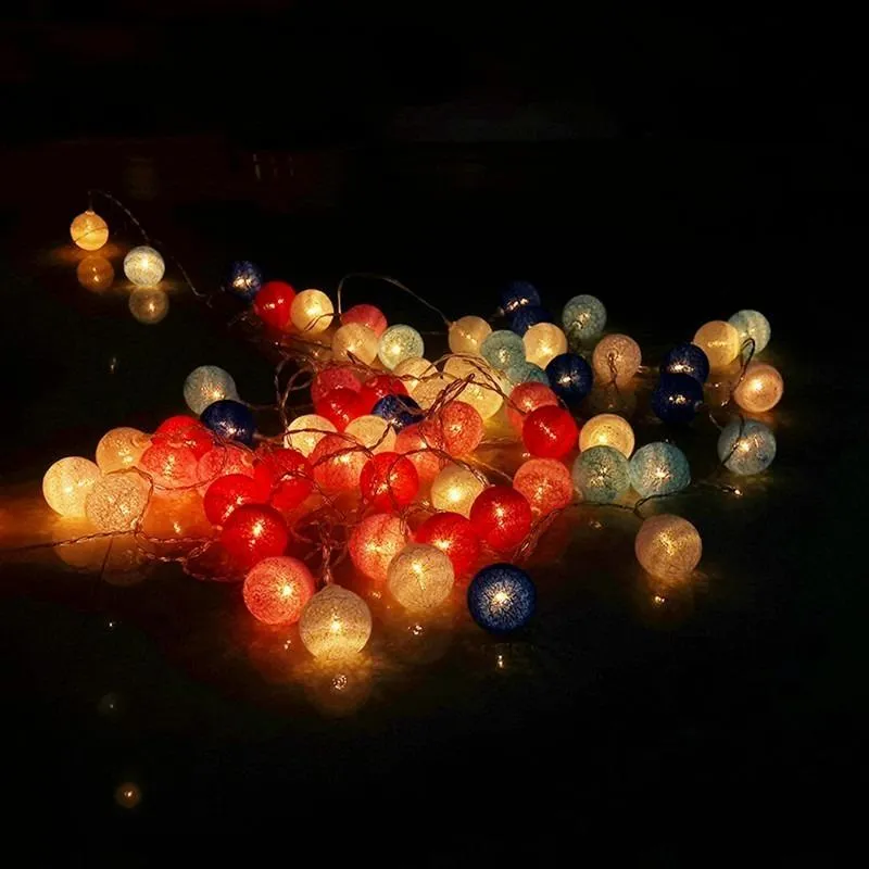 Guirlande lumineuse à 20 LED en boule de coton, éclairage féerique pour vacances, fête de noël, mariage, décorations romantiques