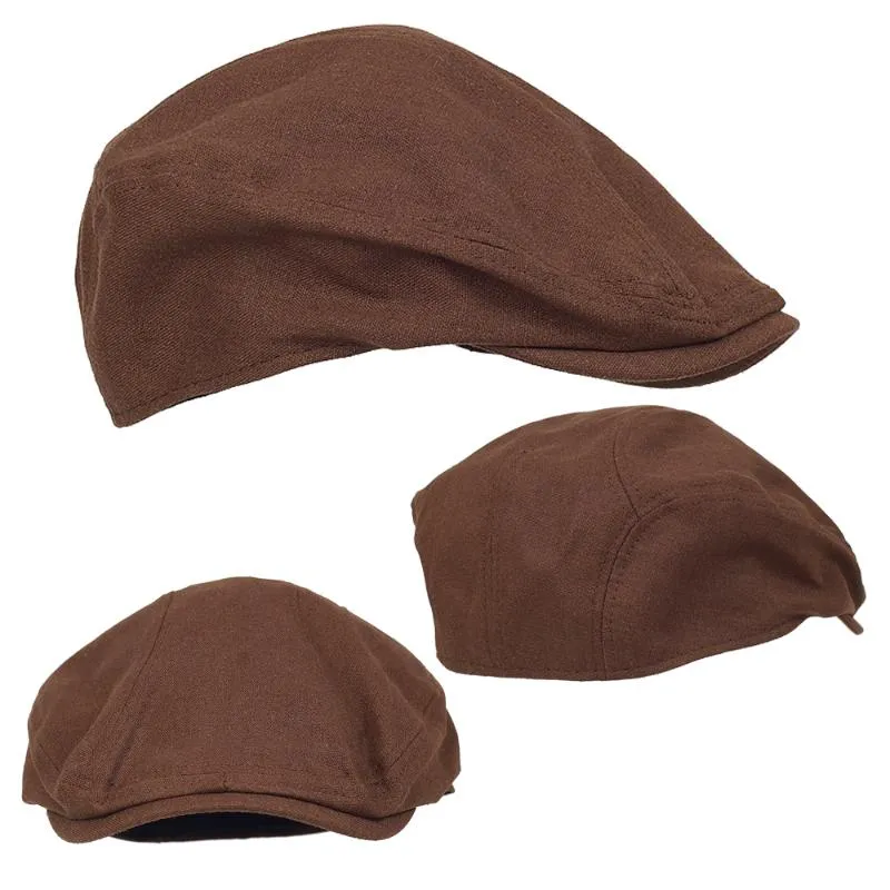 Berets Summer Breathable Linen Women Men Outdoor Flat Hats Ivy Cap Solid Color Duckbill Driving Peaked Hat Visors SpringBerets