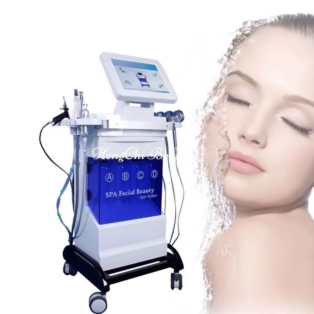 Multifunktionales Gesichts-Sauerstoffsprühgerät, Wasser-Hydro-Dermabrasionsmaschine, 7 Griffe, Tiefenreinigung der Gesichtshaut, Hautpflege