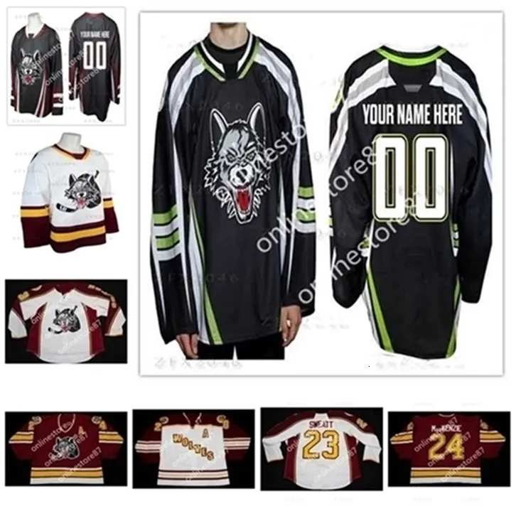 Chen37 C26 Nik1 40men Chicago Wolves Young 23 Bill Sweatt 20 Darren Haydar 24 Derek Mackenzie Hockey Jersey Stitched 사용자 정의 Numbe Custo