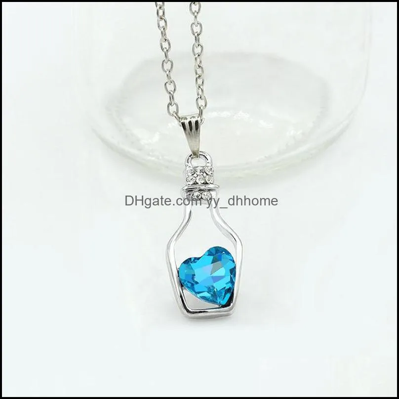 pretty love drift bottles pendant necklace vintage collares mujer heart crystal pendant necklac yydhhome