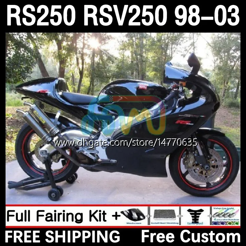 Fairings and Tank Cover for Aprilia RSV RS 250 RSV-250 RS-250 RSV250 98-03 4DH.58 RS250 RR RS250R 98 99 00 01 02 03 RSV250RR 1998 1999 2000 2002 2003 Body Stock Black