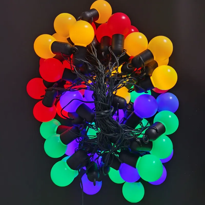 50pcsカラフルな電球USB led文字列照明妖精クリスマスアウトドアウォータープルーフグローブウェディングパーティー装飾ガーランドの裏庭パティオ