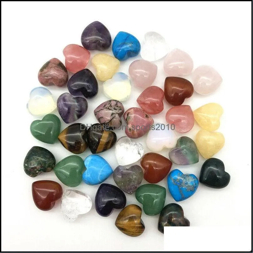 mini 15mm heart stone ornaments natural rose quartz turquoise stones decoration hand play handle pieces accessories sports2010