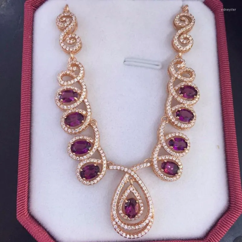 Zincirler Doğal Kırmızı Garnet Taş Kolye Taş Kolye Kızlar Bayanlar Moda Büyük Su Damlacıkları Düğün İnce Jewelrychains Sidn22