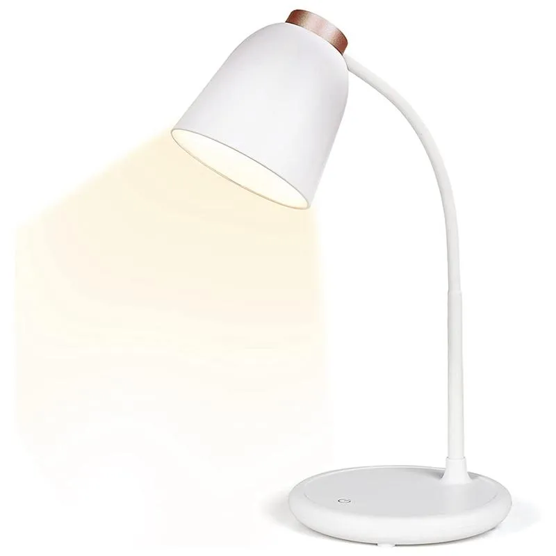 Lampes de table Lampe de bureau blanche à intensité variable avec contrôle de presse Bureau rechargeable LED pour le soin des yeux pour la lecture Studytable