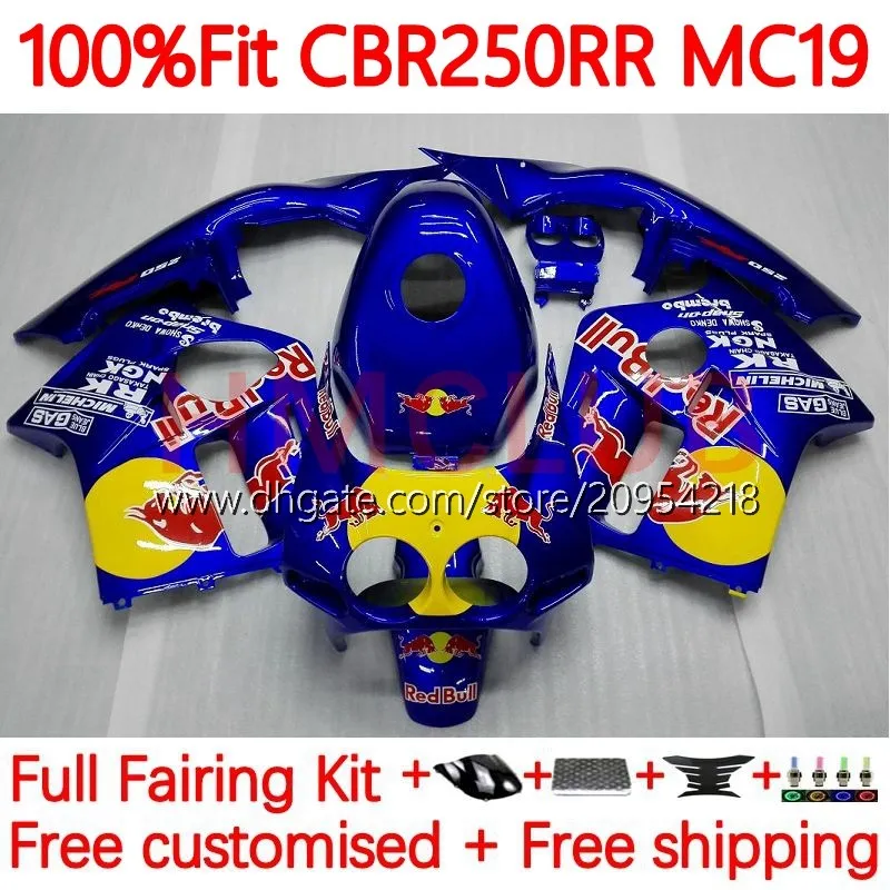 Corpo stampo ad iniezione per HONDA CBR 250RR 250 RR CC 250R 88-89 Carrozzeria 127No.44 CBR-250 CBR 250CC MC19 CBR250RR 88 89 CBR250 RR 1988 1989 Kit carenatura completa OEM giallo rosso