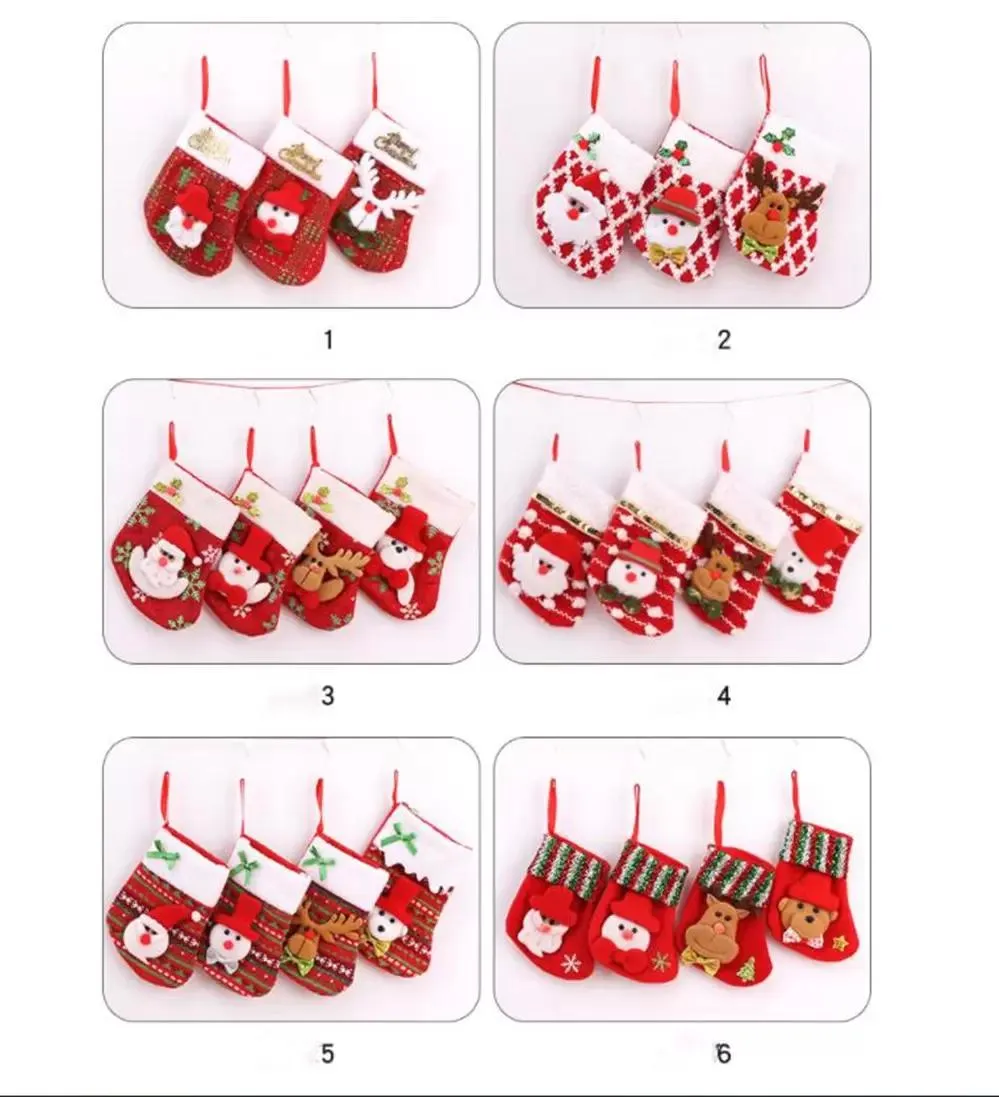 Christmas Stockings Hanging Christmas Tree Decoration Ornaments Socks New Year Candy Bag Kids Santa Gifts Stocking Xmas Sock