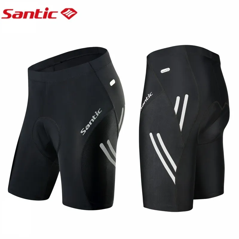 Santic Men Cycling Shorts Summer Cycle Shorts CoolMax 4D Pad Shockproof strakke reflecterende zwarte shorts 220505