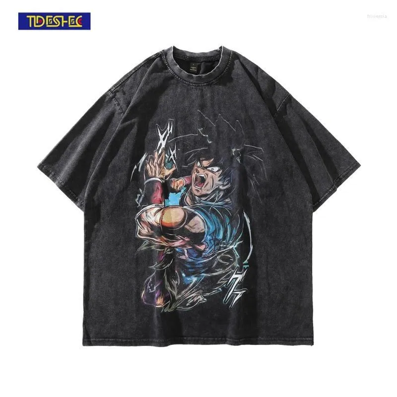 T-shirts dos homens hip hop tshirt streetwear homem anime personagem gráfico impresso angustiado t camisa 2022 harajuku oversize lavado camiseta topo te