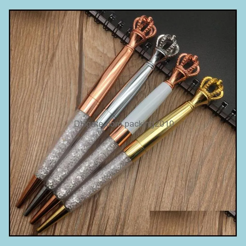 Ballpoint Pens Pisanie Supplies Office Business Industrial New Diamond Crown Classical Color Rosgold Si Dhch4