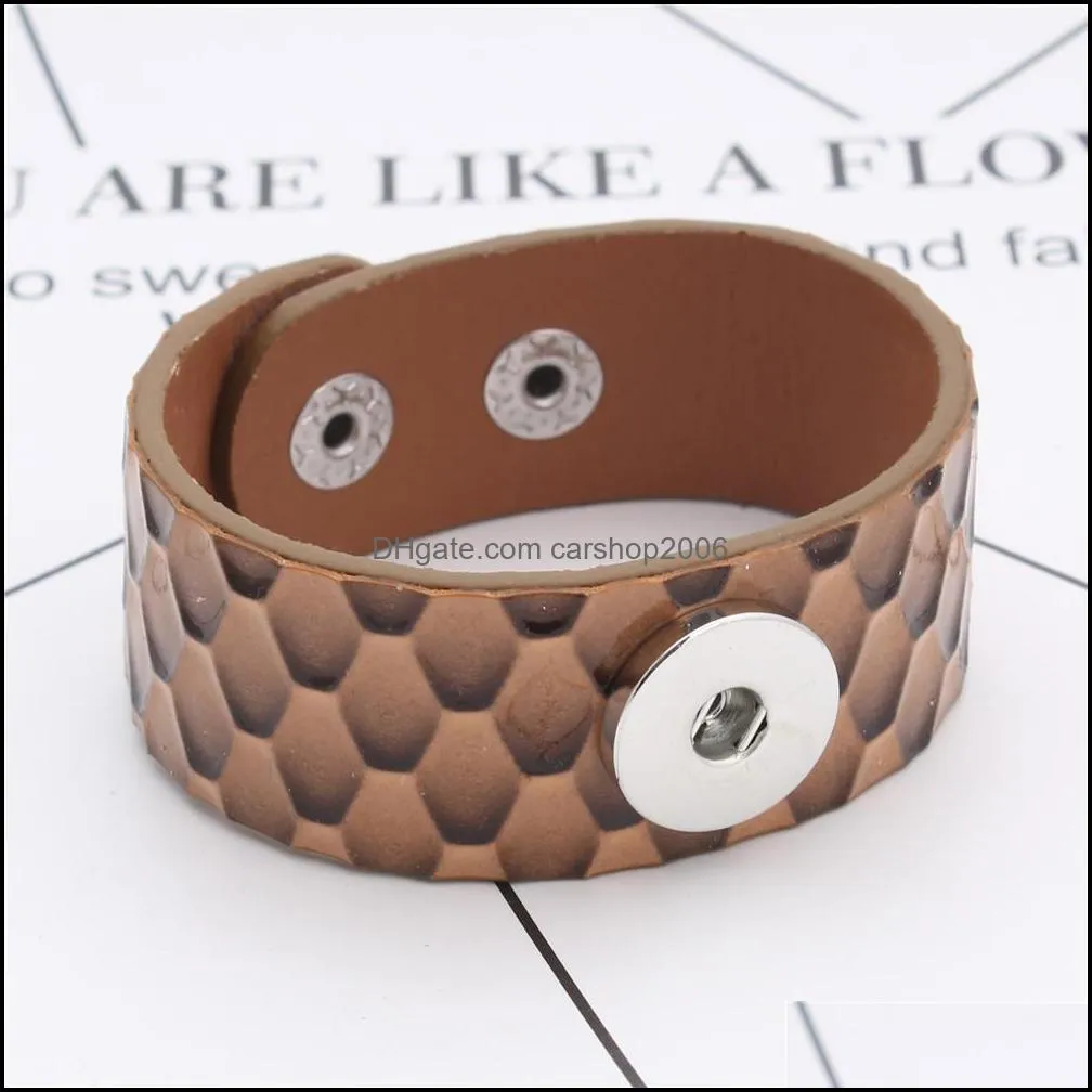 18mm Snap Button Jewelry Three Buckles Alloy Charms Craft Snaps Wrap Bracelets & Bangles Adjust Leather Snap Button Brcelet