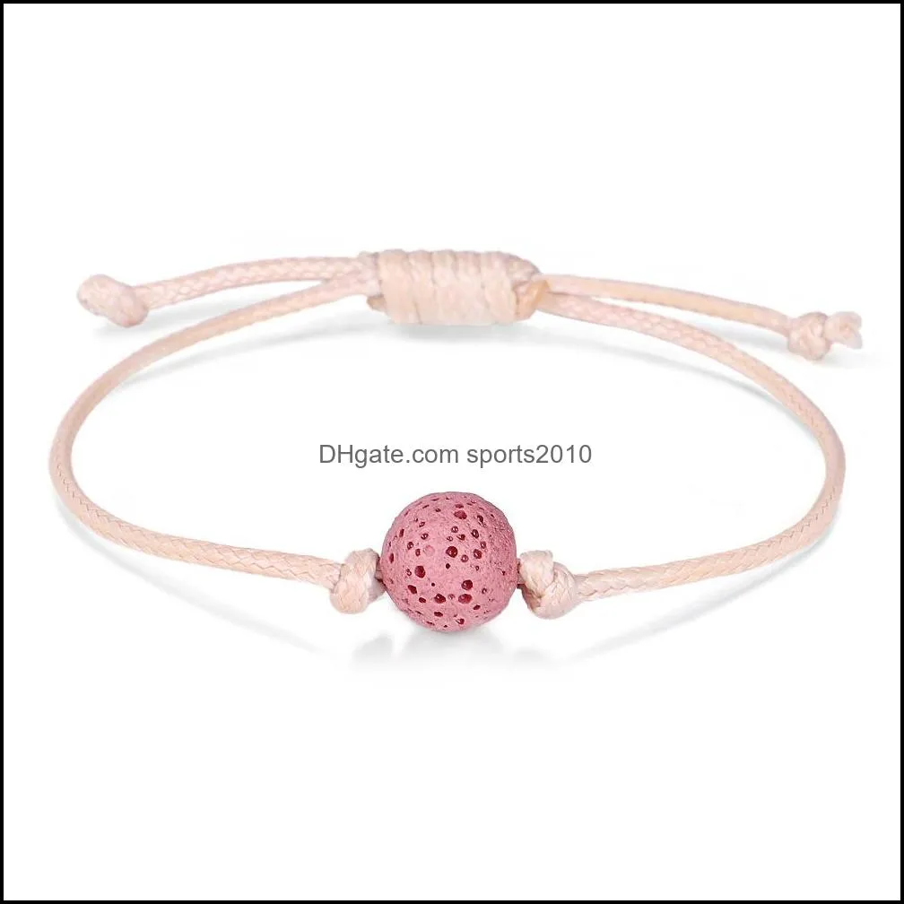 10mm colorful lava stone bead strand bracelet diy essential oil perfume diffuser beige rope braided lover friendship bracelets women men