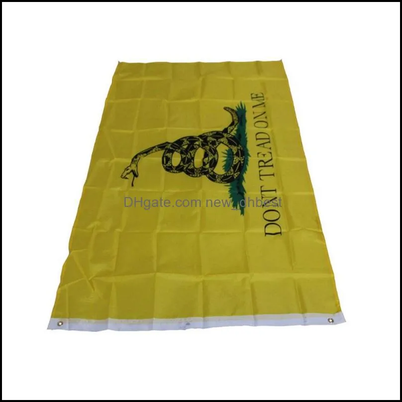 Yellow Rattle Snake Banner Polyester Flags Dont Tread On Me Flag Brass Grommets Party Decoration Customization 3x5 FT TH0009