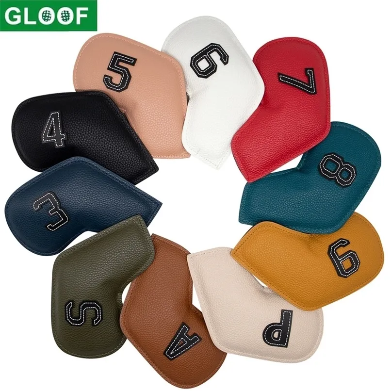 10pcsset Golf Iron Headcover 39psa Club Cover رقم التطريز Case Sport Training Equipary Association 220817