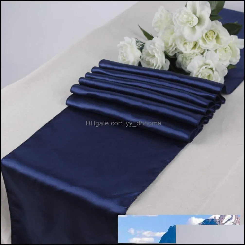 Wholesale- new 10PCS navy blue Satin Table Runners 12