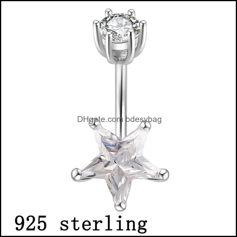 Ringos de nariz pregos S925 REAL GENUINO BULTION RING PEGO PURO DE ZIRCON STAR SOM