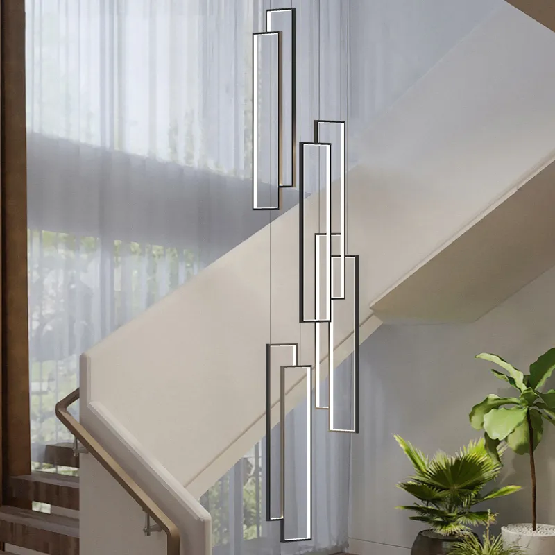 Stair chandeliers lamp simple modern villa chandeliers Nordic living room lights duplex floor chandelier loft apartment led lamps