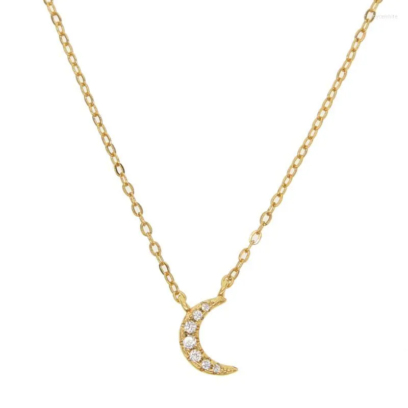Ketens minimale minimalistische delicate sierlijke zilveren sieraden 925 Sterling kleine maan charme goud vermeil necklacechains