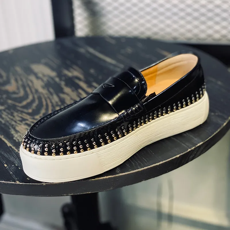 Mocassins à plateforme en cuir véritable pour hommes, chaussures décontractées augmentant la hauteur, fond épais, à enfiler, p25d50