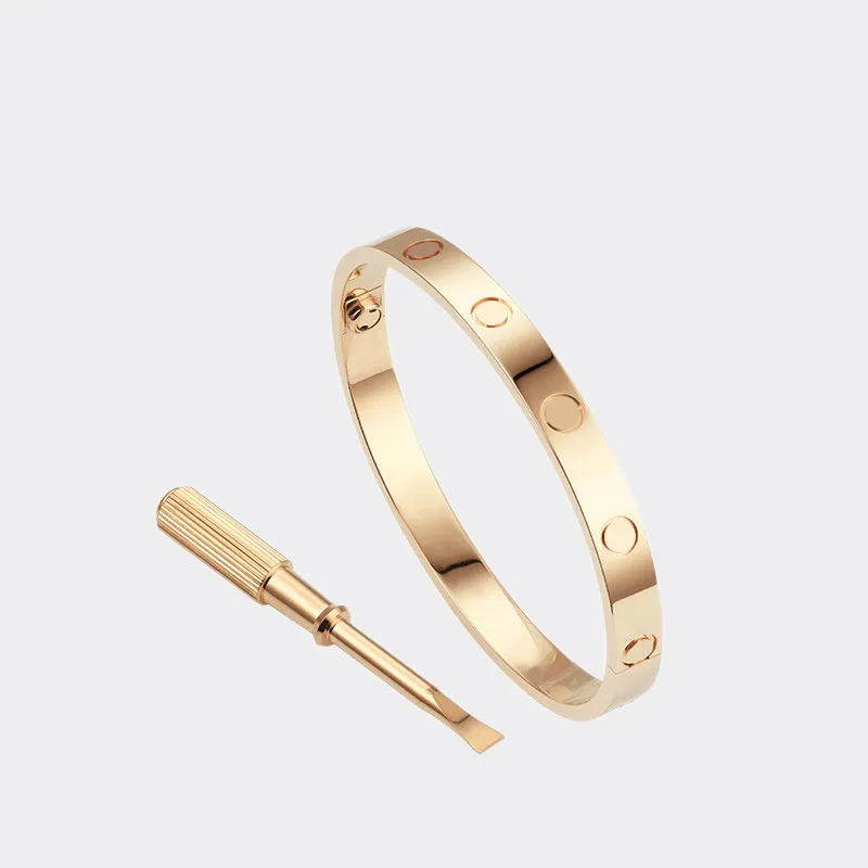 Bracelets de pulseira de parafuso de amor pulseiras de luxo jóias de luxo Bangle Bangle Classic 5.0 Titanium Steel liga a ouro Cores de ouro Gold/Silver/Rose Never Fade não alérgicas