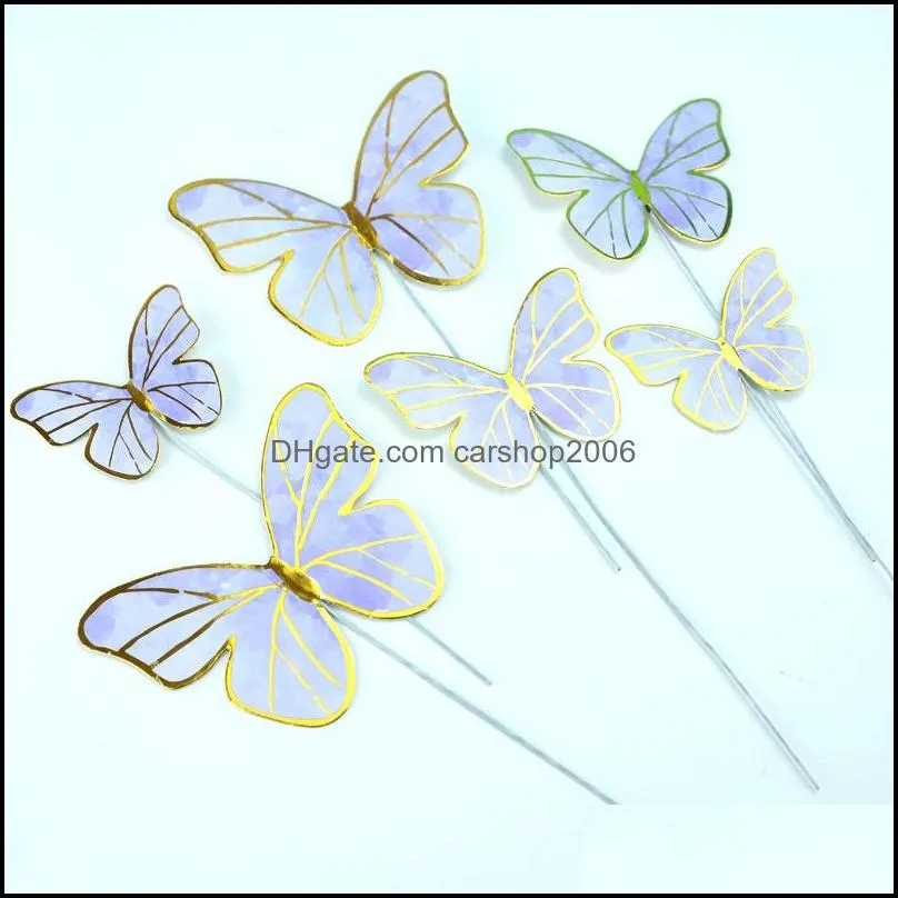 Baking Cake Decorate Purple Beauty Butterfly Shaped Gilding Plug In Unit Evening Party Wedding Decor New Arrival Hot Sale 0 88bd J2