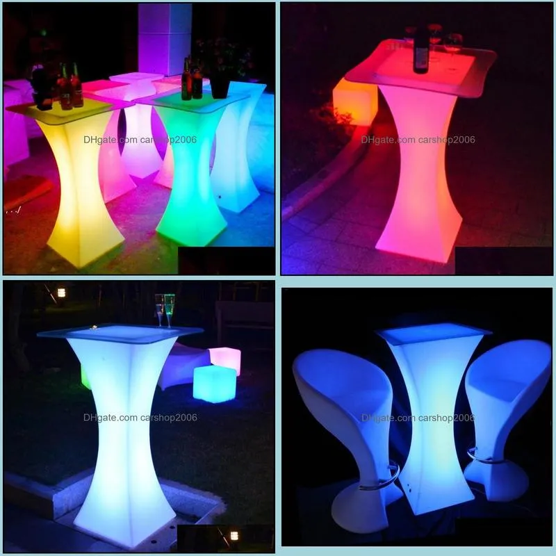 rechargeable led luminous cocktail table waterproof glowing led bar table lighted up coffee table bar disco party supply by sea