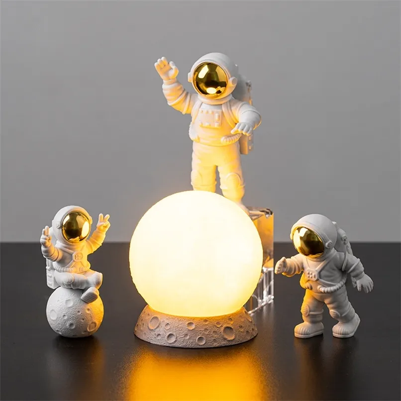 3pc أرقام العمل و Moon Home Resin Resint Resue Statue Room Decoration Decoration Decoration Proform Boy 220727