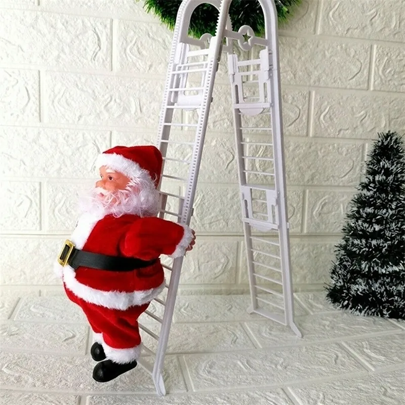 Zabawa elektryczna Święty Mikołaj Claus Electric Climbing Ladder Wiszący Dekoracja ozdoby choinki