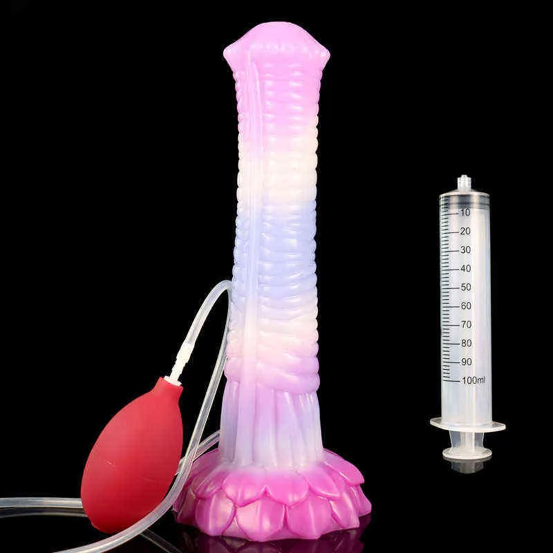 Nxy-Dildos, Yocy, simulierte Ejakulation, flüssiges Silikagel-Spray, speziell geformt, falsche Penis-Saugnapf, großer Analplug, weibliche Masturbation, 0316