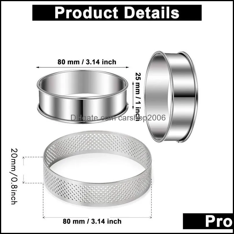 promotion! stainless steel double rolled tart rings and perforated cake mousse rings,rolled muffin rings,circle ring,10 pc baking & pastry