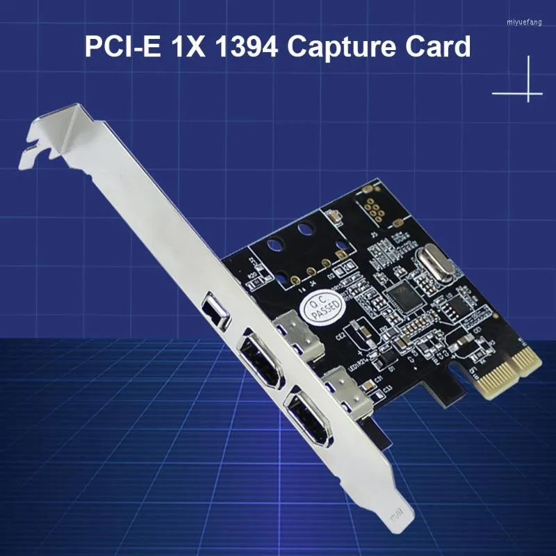 Computer Cables Connectors PCI-E 1x till 16x 1394 DV Video Capture Card med 6 Pin 4 Firewire Adapter Desktop 3 Port Accessory Computer