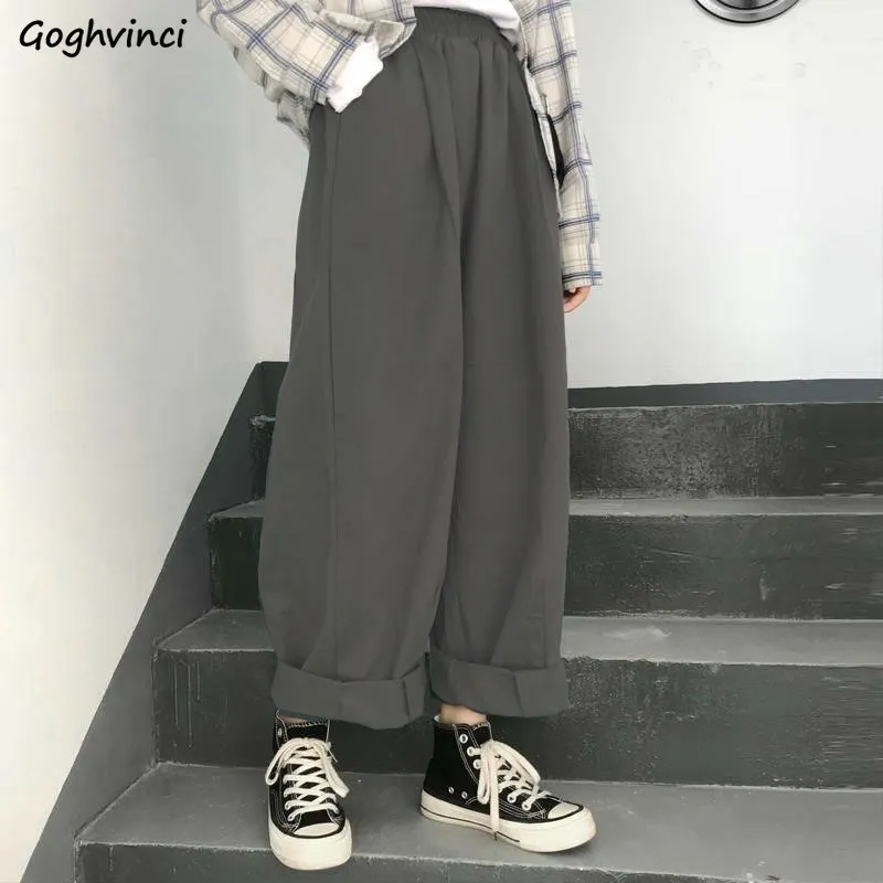 Casual Pants Women Solid Simple Loose Chic Wide Leg Byxor Kvinnor Harajuku Streetwear Ulzzang Pantalones de Mujer Unisex 220725