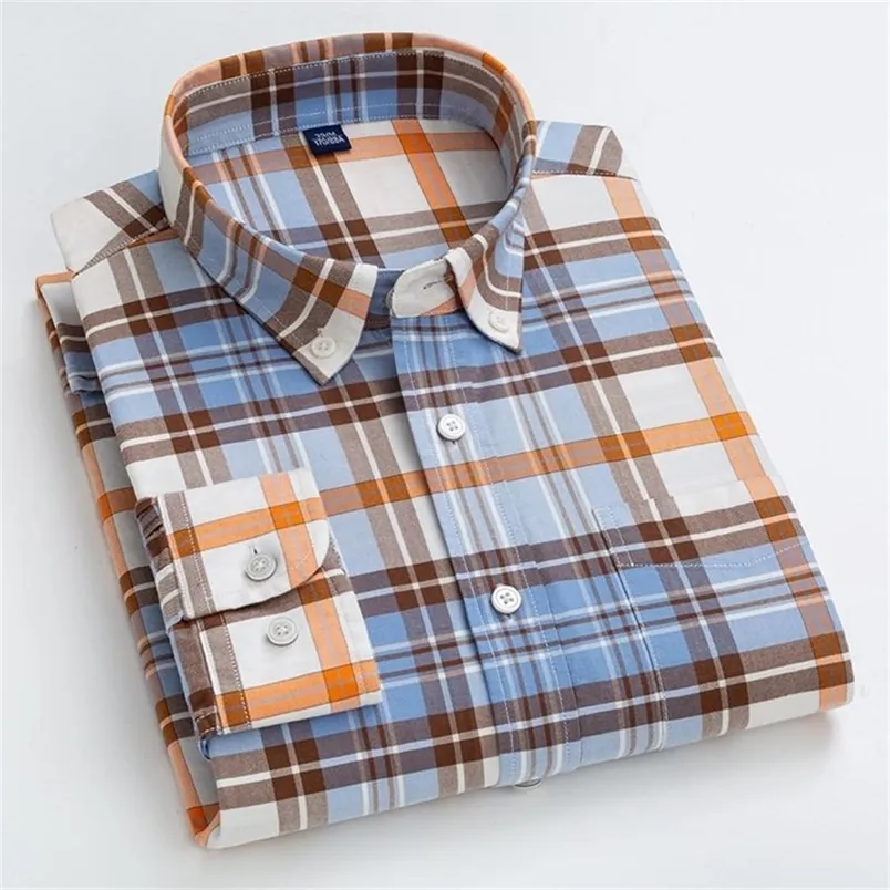 Mannen Shirt Lente Herfst Lange Mouw Katoenen Geruite Shirt Mannen Kantoor Stijl Business Casual Shirts 220326