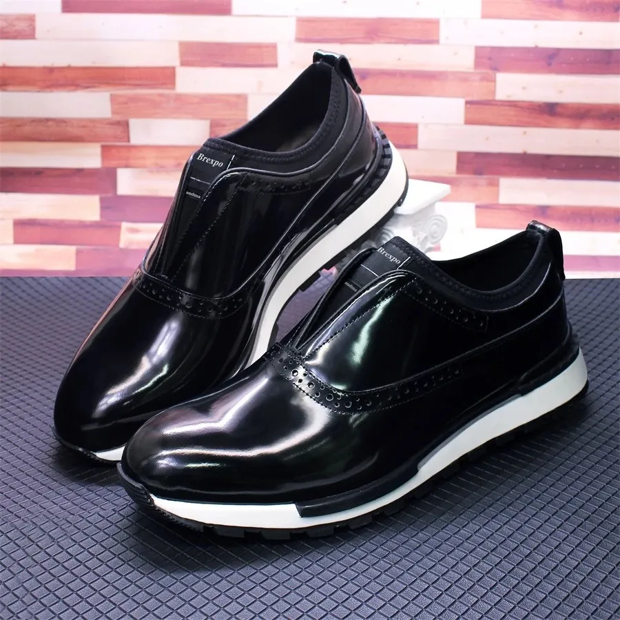 High-End Designer Shoes for Dress Men's Shoes Non-Slist Sole Glossy Sneakers Wedding High-End Endan Dating Mens Shoe A19