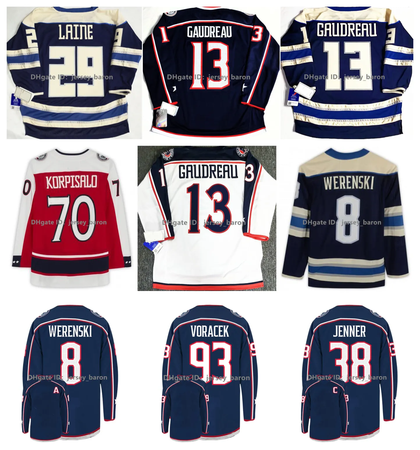 Johnny Gaudreau Hockey Jersey Blue Jackets Boone Jenner Zach Werenski Patrik Laine Rick Nash Sean Kuraly Ivan Provorov Kent Johnson Jack Roslovic Foudy ILLINGER