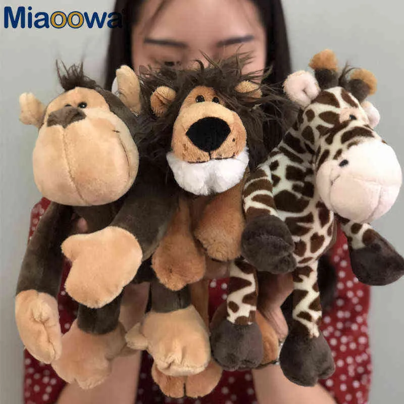 5 pcsparty Cute Jungle Animal Plush Toy Stuffed Lion Elephant Giraffe Monkey Pop Toy For Kids Baby ldren Birthday Gift 25Cm J220729